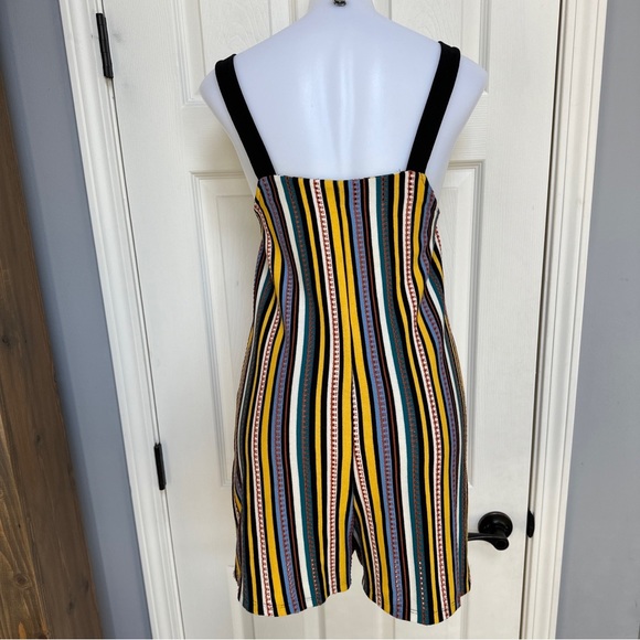 ZARA Womens Multicolor Striped Knit Tank Shorts Romper Jumpsuit Onepiece Sz S - Picture 7 of 9